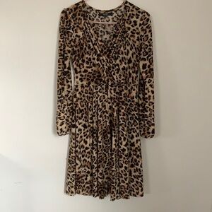 VESADE NEW YORK LEOPARD PRINT LONG SLEEVE DRESS SIZE M